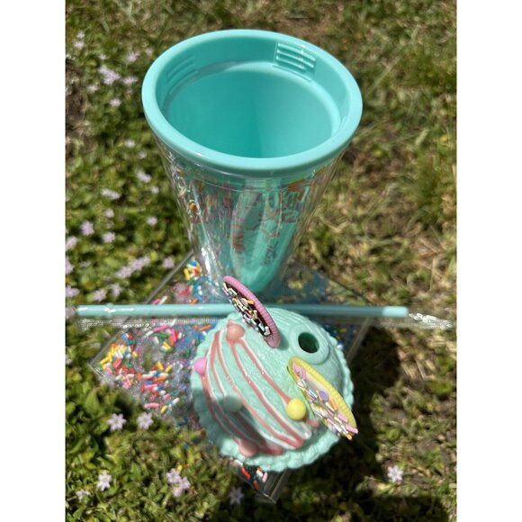 Blue 3D Cookie Ice Cream Sprinkle Cup 16oz Cold Beverage Straw & Lid Tumbler…. - Picture 7 of 7